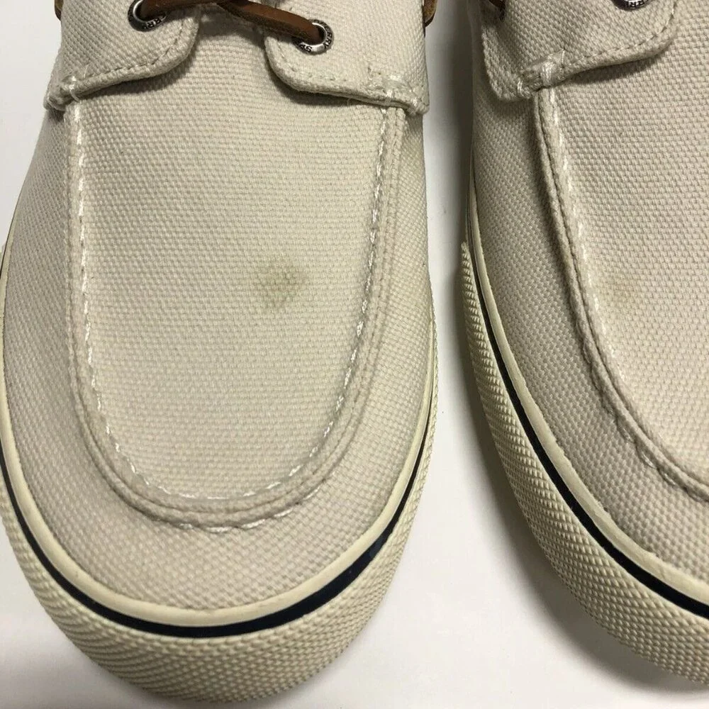 Sperry Men's Bahama II Distressed Boat Shoe Off White Size 13 M